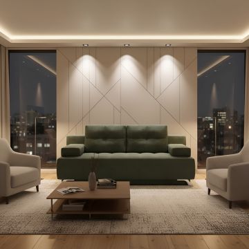 Canapea extensibila OSLO, stofa catifelata albastru - Salvador 11, cu lada depozitare, 197x94x90 cm - Default Title