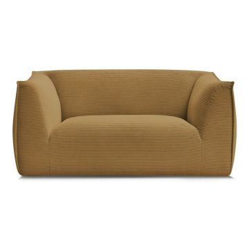 Canapea galben-muștar cu tapițerie din catifea reiată 170 cm Giorgia – Bobochic Paris