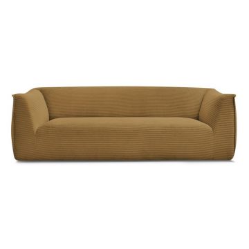 Canapea galben-muștar cu tapițerie din catifea reiată 242 cm Giorgia – Bobochic Paris