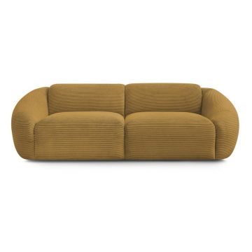 Canapea galben-muștar cu tapițerie din catifea reiată 250 cm Tina – Bobochic Paris