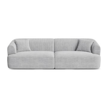 Canapea gri deschis cu tapițerie din catifea reiată 255 cm Campi – Cosmopolitan Design