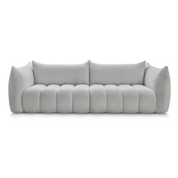 Canapea gri deschis cu tapițerie din țesătură bouclé 286 cm Azra – Bobochic Paris