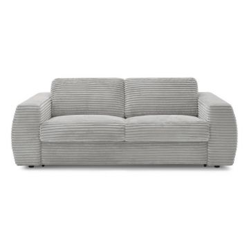 Canapea gri deschis pentru dormitul zilnic/extensibilă cu tapițerie din catifea reiată 240 cm Hugo – Bobochic Paris