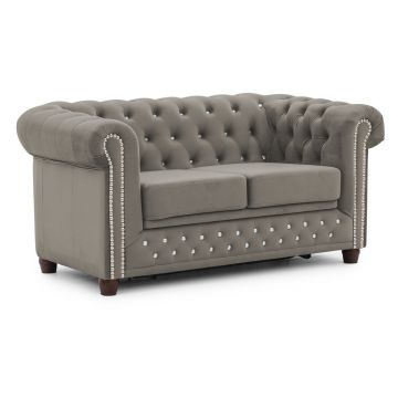 Canapea gri extensibilă cu tapițerie din catifea 148 cm York Blik – Ropez