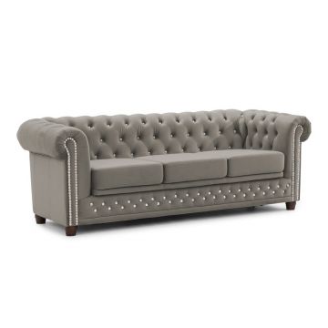 Canapea gri extensibilă cu tapițerie din catifea 203 cm York Blik – Ropez