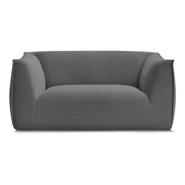 Canapea gri închis cu tapițerie din catifea reiată 170 cm Giorgia – Bobochic Paris