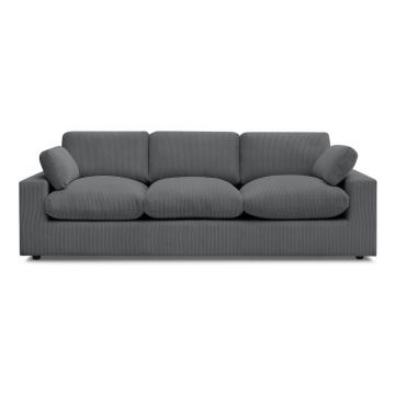 Canapea gri închis cu tapițerie din catifea reiată 250 cm Belair – Bobochic Paris