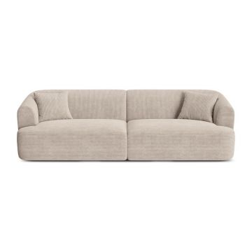 Canapea maro deschis cu tapițerie din catifea reiată 255 cm Campi – Cosmopolitan Design