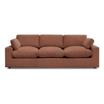 Canapea portocalie cu tapițerie din catifea reiată 250 cm Belair – Bobochic Paris