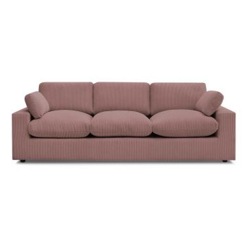 Canapea roz cu tapițerie din catifea reiată 250 cm Belair – Bobochic Paris