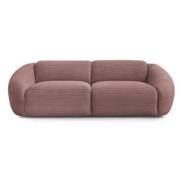 Canapea roz cu tapițerie din catifea reiată 250 cm Tina – Bobochic Paris