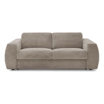 Canapea taupe pentru dormitul zilnic/extensibilă cu tapițerie din catifea reiată 240 cm Hugo – Bobochic Paris