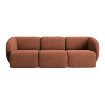 Canapea teracotă cu tapițerie din chenille 244 cm Lani – Makamii