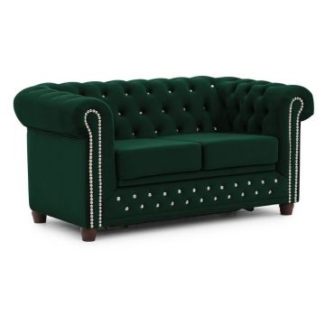Canapea verde extensibilă cu tapițerie din catifea 148 cm York Blik – Ropez