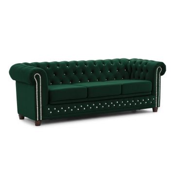 Canapea verde extensibilă cu tapițerie din catifea 203 cm York Blik – Ropez