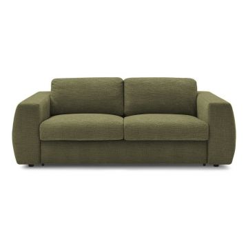 Canapea verde pentru dormitul zilnic/extensibilă cu tapițerie din chenille 240 cm Hugo – Bobochic Paris