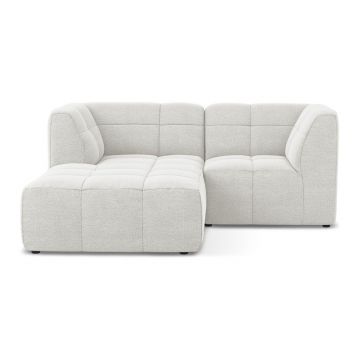 Colțar alb cu tapițerie din țesătură bouclé (cu colț pe partea stângă/cu șezlong) Aloha – Makamii