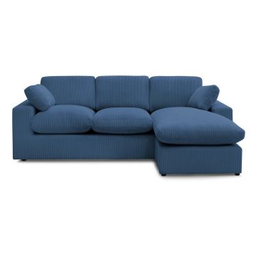 Colțar albastru cu tapițerie din catifea reiată Belair – Bobochic Paris