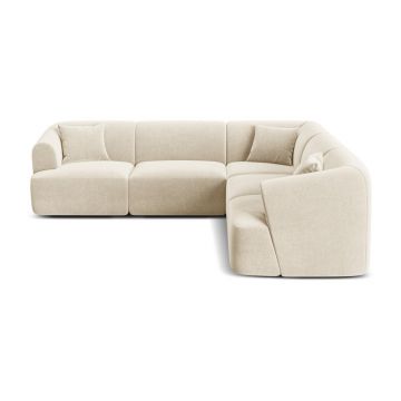 Colțar bej cu tapițerie din catifea Campi – Cosmopolitan Design