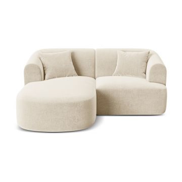 Colțar bej cu tapițerie din catifea (cu colț pe partea stângă/cu șezlong) Campi – Cosmopolitan Design