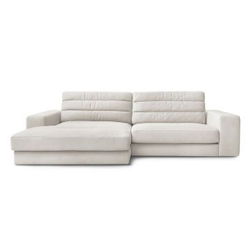 Colțar bej cu tapițerie din catifea (cu colț pe partea stângă/cu șezlong) Sierra – Bobochic Paris