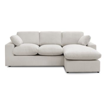 Colțar bej cu tapițerie din catifea reiată Belair – Bobochic Paris