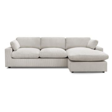 Colțar bej cu tapițerie din catifea reiată Belair – Bobochic Paris