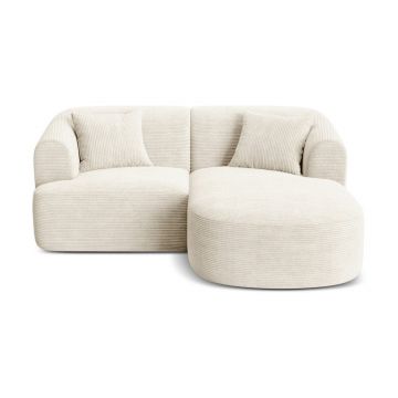 Colțar bej cu tapițerie din catifea reiată (cu colț pe partea dreaptă/cu șezlong) Campi – Cosmopolitan Design