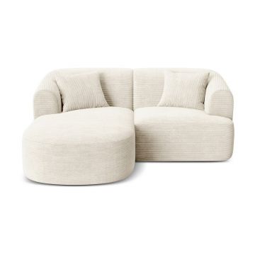 Colțar bej cu tapițerie din catifea reiată (cu colț pe partea stângă/cu șezlong) Campi – Cosmopolitan Design