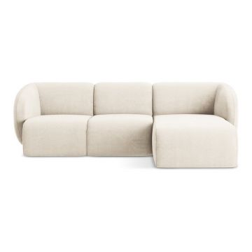 Colțar bej cu tapițerie din chenille (cu colț pe partea dreaptă/cu șezlong) Lani – Makamii