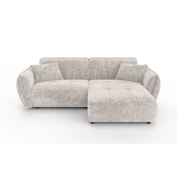 Colțar bej cu tapițerie din chenille (cu colț pe partea dreaptă/cu șezlong) Nelia – Ropez