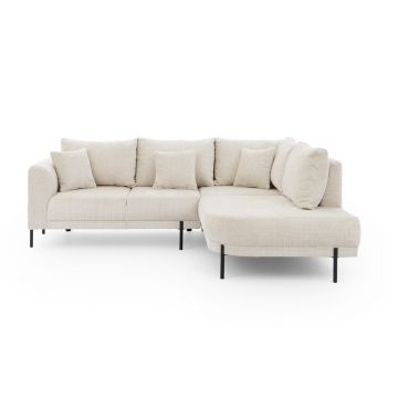 Colțar bej cu tapițerie din chenille (cu colț pe partea dreaptă/în formă de ”L”) Mauris – Ropez