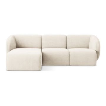 Colțar bej cu tapițerie din chenille (cu colț pe partea stângă/cu șezlong) Lani – Makamii