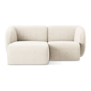 Colțar bej cu tapițerie din chenille (cu colț pe partea stângă/cu șezlong) Lani – Makamii