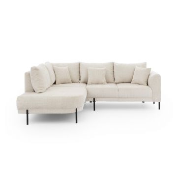 Colțar bej cu tapițerie din chenille (cu colț pe partea stângă/în formă de ”L”) Mauris – Ropez