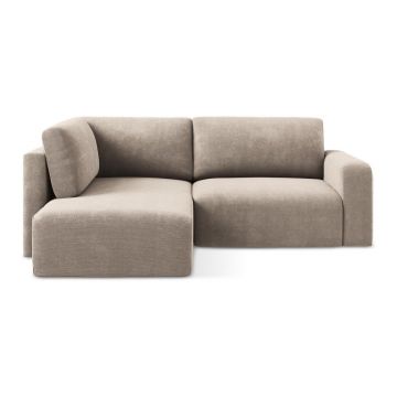 Colțar bej extensibil/cu spațiu de depozitare cu tapițerie din chenille (cu colț pe partea stângă/în formă de ”L”) Kona – Makamii