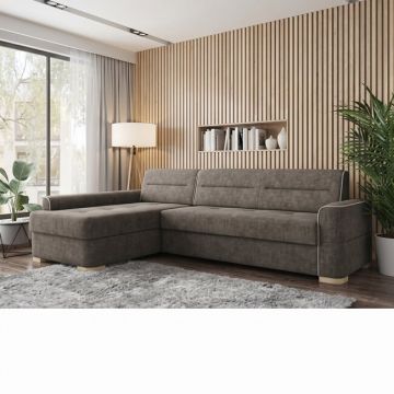 Colțar Bernarda Extensibil, 325/185 cm, Funcție de Dormit, Tetiere Reglabile