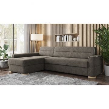 Colțar Bernarda Extensibil, 325/185 cm, Funcție de Dormit, Tetiere Reglabile