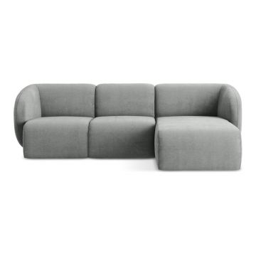 Colțar gri cu tapițerie din chenille (cu colț pe partea dreaptă/cu șezlong) Lani – Makamii