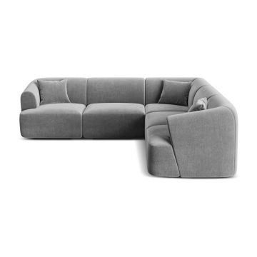 Colțar gri deschis cu tapițerie din catifea Campi – Cosmopolitan Design