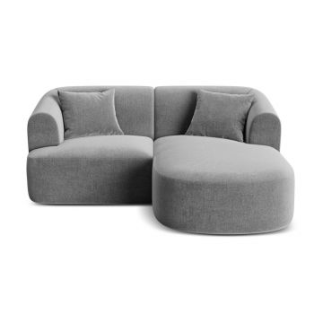 Colțar gri deschis cu tapițerie din catifea (cu colț pe partea dreaptă/cu șezlong) Campi – Cosmopolitan Design