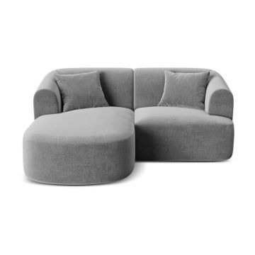 Colțar gri deschis cu tapițerie din catifea (cu colț pe partea stângă/cu șezlong) Campi – Cosmopolitan Design