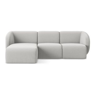 Colțar gri deschis cu tapițerie din catifea (cu colț pe partea stângă/cu șezlong) Lani – Makamii