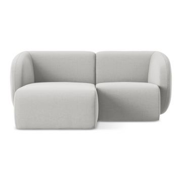 Colțar gri deschis cu tapițerie din catifea (cu colț pe partea stângă/cu șezlong) Lani – Makamii