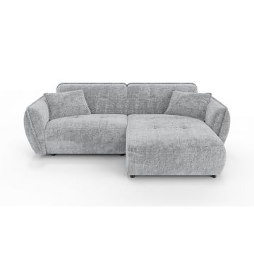 Colțar gri deschis cu tapițerie din chenille (cu colț pe partea dreaptă/cu șezlong) Nelia – Ropez