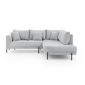 Colțar gri deschis cu tapițerie din chenille (cu colț pe partea dreaptă/în formă de ”L”) Mauris – Ropez