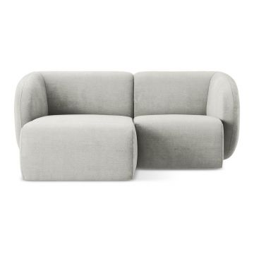 Colțar gri deschis cu tapițerie din chenille (cu colț pe partea stângă/cu șezlong) Lani – Makamii