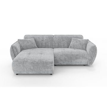 Colțar gri deschis cu tapițerie din chenille (cu colț pe partea stângă/cu șezlong) Nelia – Ropez