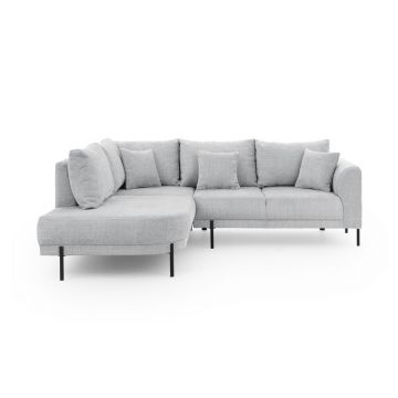 Colțar gri deschis cu tapițerie din chenille (cu colț pe partea stângă/în formă de ”L”) Mauris – Ropez