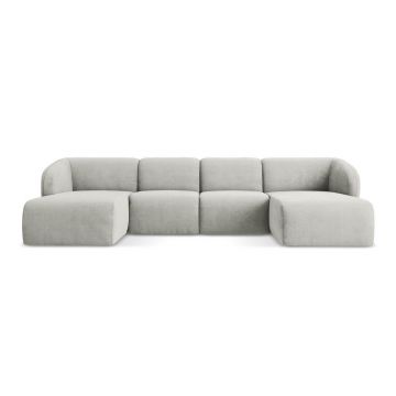 Colțar gri deschis cu tapițerie din chenille (în formă de 